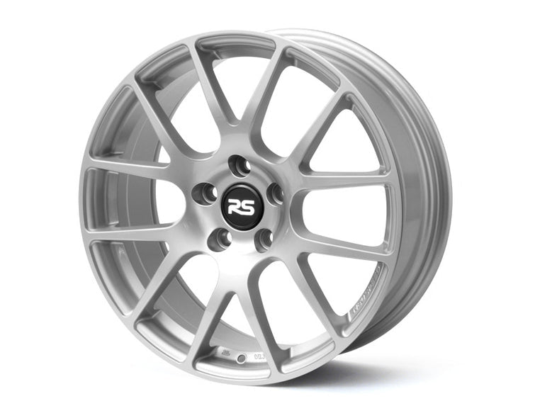 Neuspeed automotive alloy wheel in a gloss silver finish with a RS center cap.