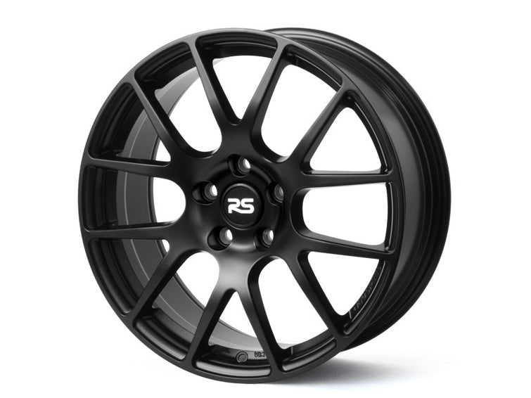 Neuspeed automotive alloy wheel in a satin black finish with a RS center cap.