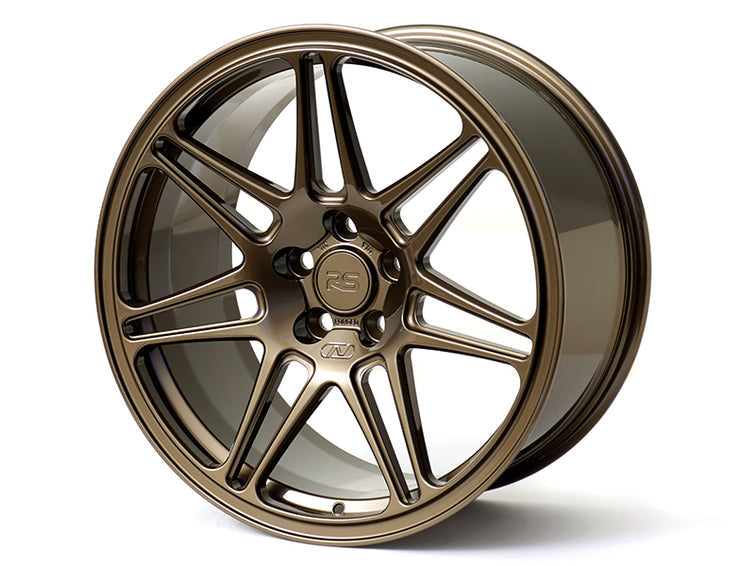 Neuspeed 7 double spoke design forged alloy wheel in a gloss bronze finish with an RS logo center cap.