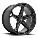 Niche Arrow monoblock cast aluminum 5 spoke automotive wheel in a gloss black finish with an embossed Niche Logo on outer lip and Niche logo center cap