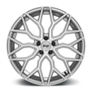 Front face view of a Niche Mazzanti monoblock cast aluminum multi spoke automotive wheel in an anthracite brushed tint clear finish with a Niche black logo center cap.