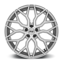 Front face view of Niche Mazzanti monoblock cast aluminum multi spoke concave profile automotive wheel in an anthracite finish with a brushed clear tint and Niche black logo center cap.