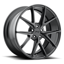 Niche Misano a monoblock cast aluminum  5 V shape spoke automotive wheel in a matte black finish with a Niche black logo center cap.