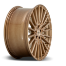 Side view of a Niche Premio monoblock cast aluminum 10 Y shape spoke automotive wheel in a brushed bronze finish with an embossed Niche logo in the outer lip and a Niche black logo center cap.
