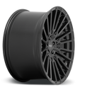 Side view of a Niche Premio monoblock cast aluminum 10 Y shape spoke automotive wheel in a matte black finish with an embossed Niche logo in the outer lip and a Niche silver logo center cap.