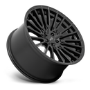 Tilted side view of a Niche Premio monoblock cast aluminum 10 Y shape spoke automotive wheel in a matte black finish with an embossed Niche logo in the outer lip and a Niche silver logo center cap.