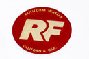 Rotiform's red and gold RF center cap insert for threaded hex nut.