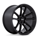 Rotiform BTL cast aluminum 5 double spoke design automotive wheel in a matte black finish with a black cap and a black center cap with a silver Rotiform logo.
