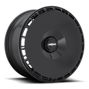 Rotiform gloss black AeroDisc thread-on fan mounted on an automotive wheel.