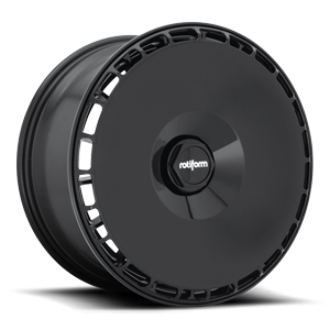 Rotiform gloss black AeroDisc thread-on fan mounted on an automotive wheel.