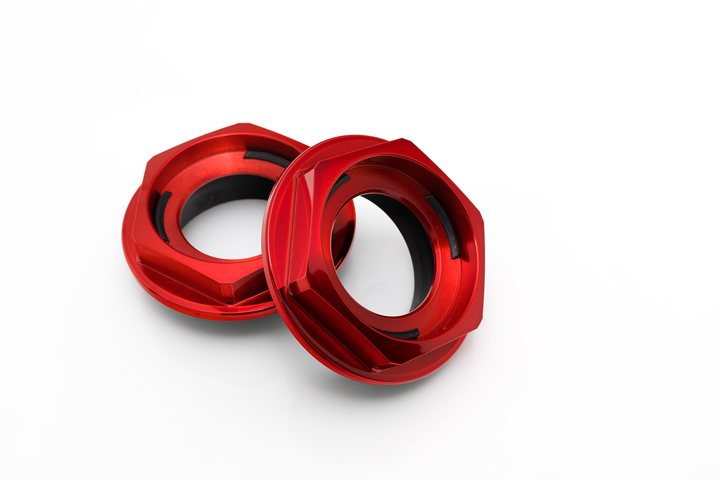 Two Rotiform Hex Nuts In Candy Red