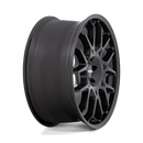 Side view of a Rotiform ZWS a 1 piece cast aluminum multi spoke automotive wheel in a matte black finish with a black center cap with a silver Rotiform logo