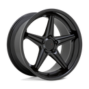 TSW Launch cast aluminum automotive wheel in a matte black  with gloss black lip finish having a 5 spoke design with spoke scalloping and a deep flat lip.
