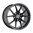 TSW Neptune flow formed aluminum automotive wheel in a semi gloss black finish with a TSW logo center cap.