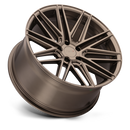 Tilted Side View Of A TSW Pescara Cast Aluminum Multi Spoke Automotive Wheel In A Bronze Finish With A TSW Logo Center Cap.