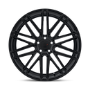 Front face view of a TSW Pescara cast aluminum multispoke automotive wheel in a Ggoss black finish with a TSW logo center cap.