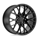TSW Sebring Cast Aluminum V-Shaped Spoke Automotive Wheel In Matte Black Finish with a TSW Logo Center Cap.