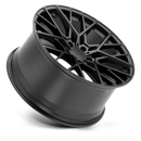 Tilted Side View Of A TSW Sebring Cast Aluminum Multi Spoke Automotive Wheel In A Matte Black Finish With A TSW Logo Center Cap.