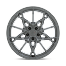 Front face view of a TSW Sector cast aluminum multi spoke automotive wheel in a battleship gray finish with a TSW logo center cap.