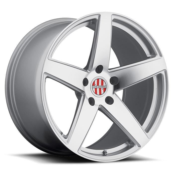 Victor Equipment Wheels' 20" Baden Model, A Flow Formed Aluminum 5 Spoke Design Wheel In A Silver Finish With A Mirror Cut Face