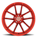 Front Facing View Of Victor Equipment Wheels' 21" Zuffen Model, A Flow Formed Aluminum 10 Spoke Wheel In A Candy Red Finish